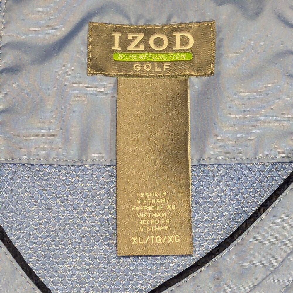 Izod Golf Light Blue Pullover Windbreaker Navy Blue Accent XL - Picture 4 of 8